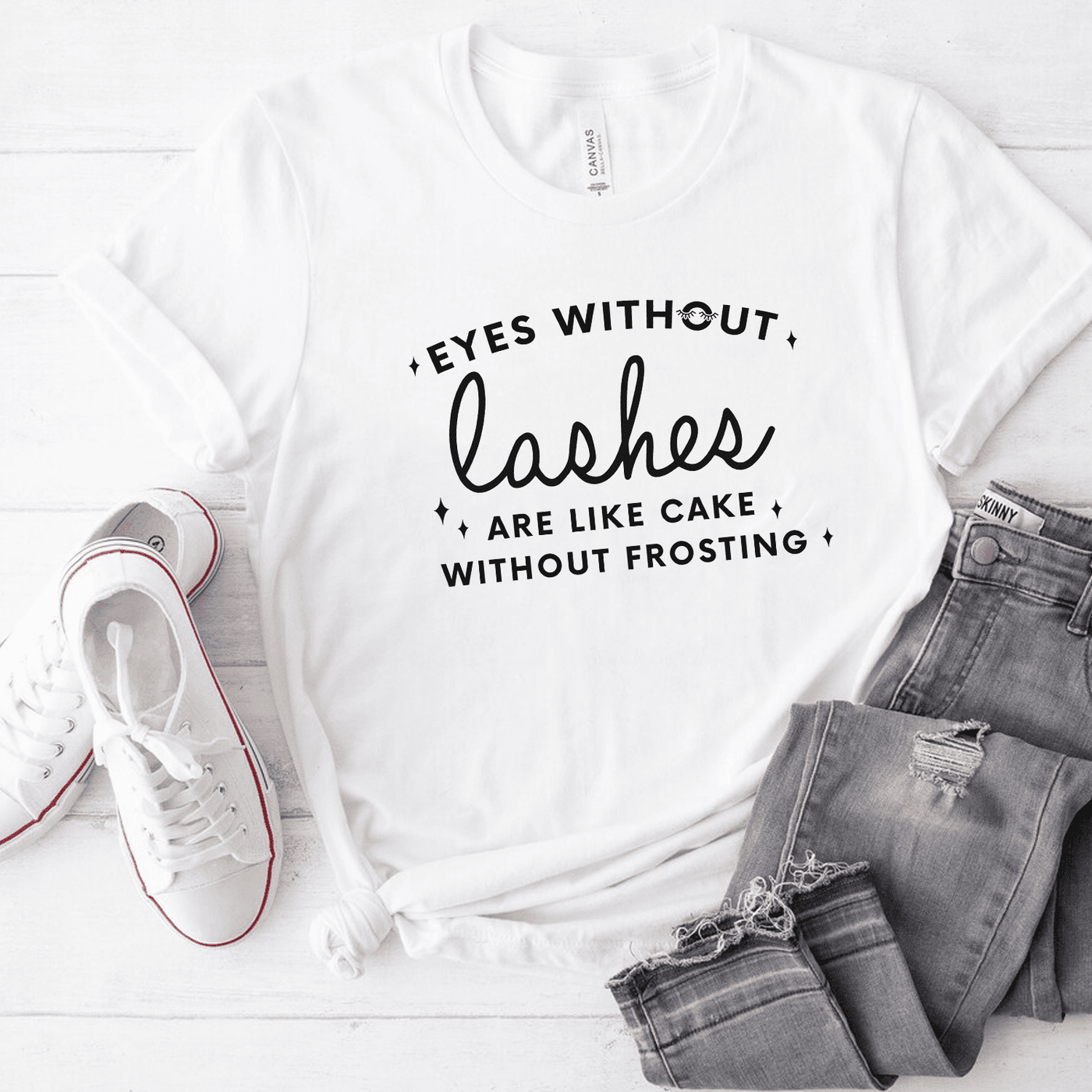 Eyes Without Lashes Are Like Cake Without Frosting t-shirt - Eyesy Lash